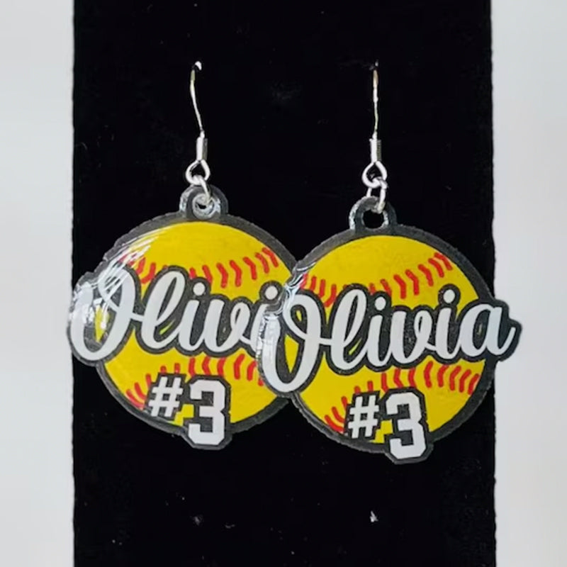 Personalized Softball Earrings | Gift for Softball Mom