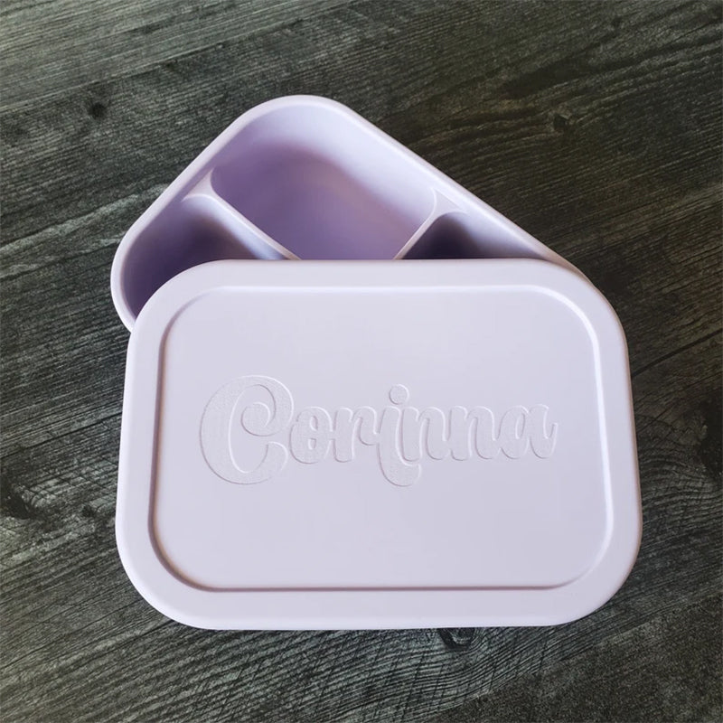 Personalized Silicone Bento Lunch Box, Custom Meal Prep Container