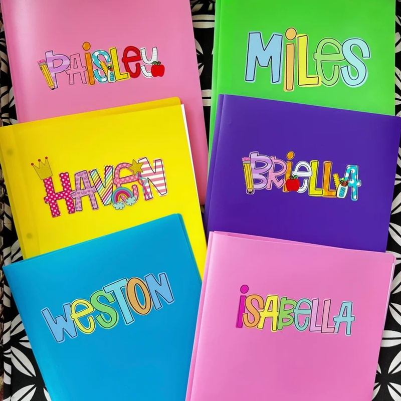 Personalized Pencil Boxes - Pencil Pouch - Pocket Folder with Prongs - Zipper Pouch-  Back to school
