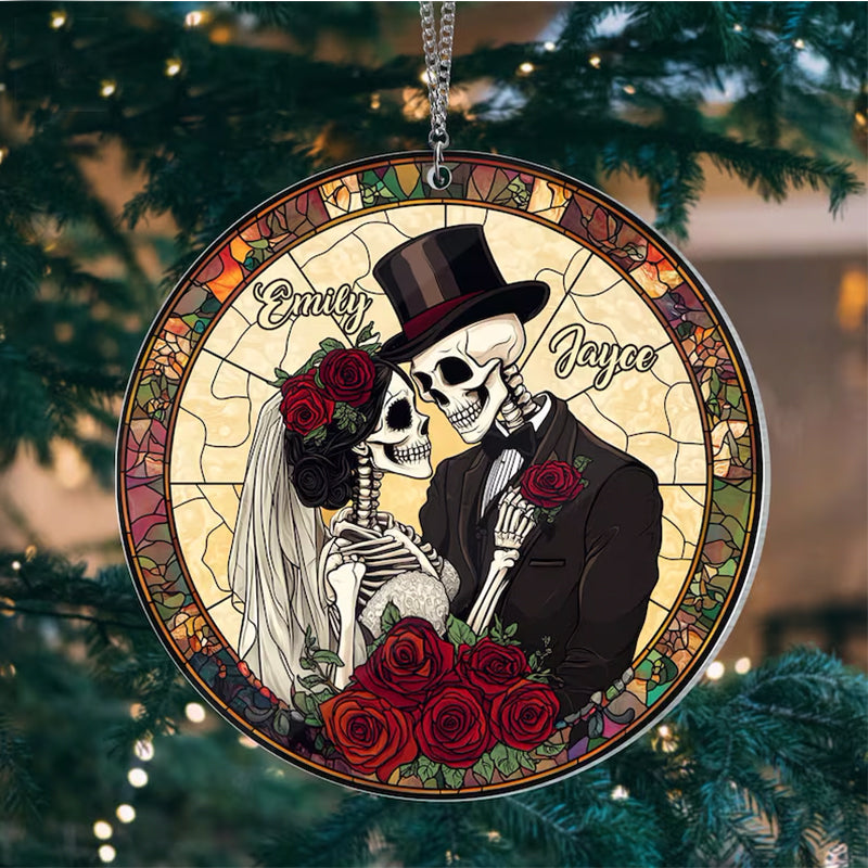 Skeleton Couple Window Hanging, Halloween Wedding Decor