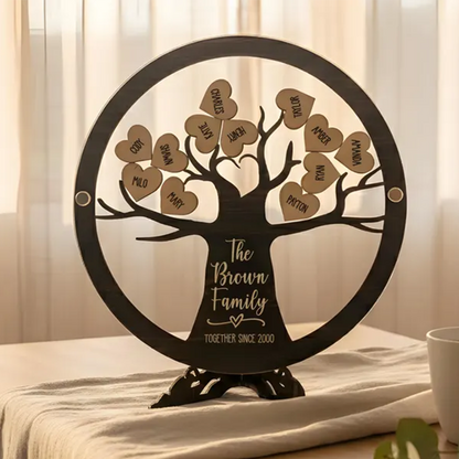 Personalized Wooden Family Tree Sign for Family Gift From Grandkids Names Sign