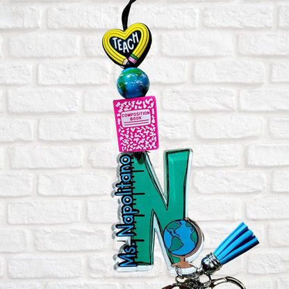 Personalized Teacher Lanyard | Custom School Theme Beaded Lanyard