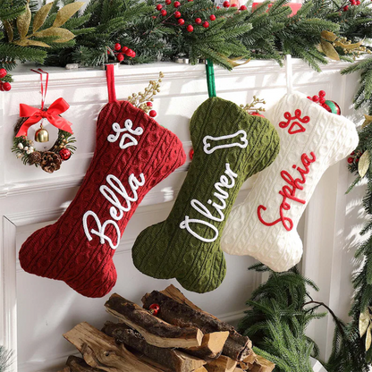Personalized Christmas Stockings, Dog Bone Stockings