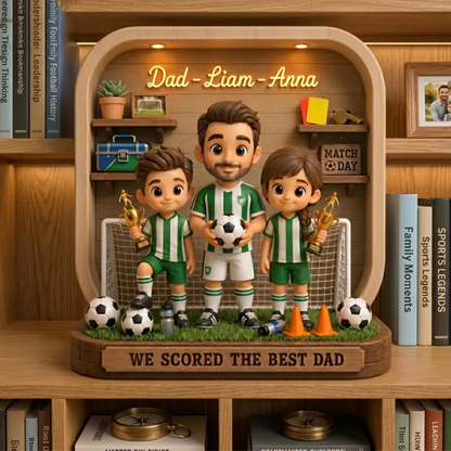 Personalized Dad And Kids Soccer Acrylic Block