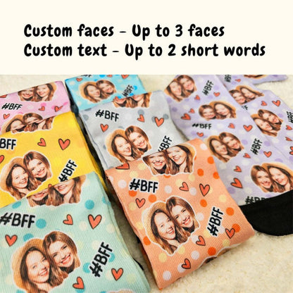 Custom Face Socks, Personalized Best Friends Photo Sock