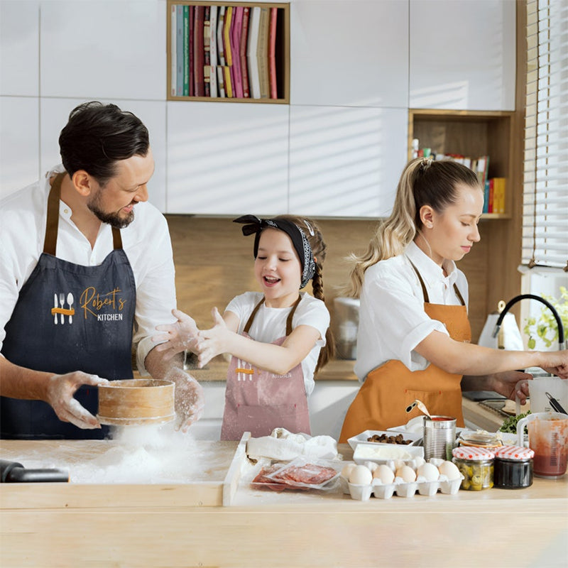 Personalized Cooking Apron for Woman Man Kid with Pockets