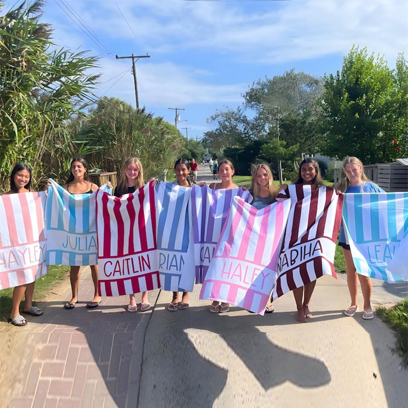 Striped Personalized Beach Towel, Kids Custom Name Pool Towels