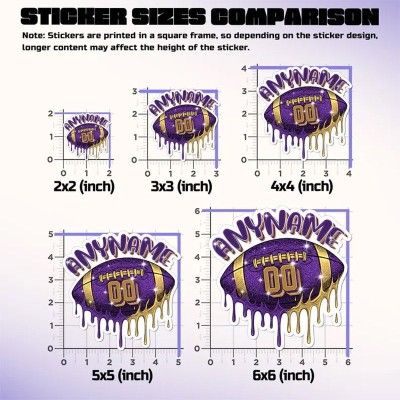 Personalized Name & Number Football Drip Sticker