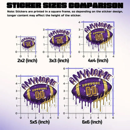 Personalized Name & Number Football Drip Sticker