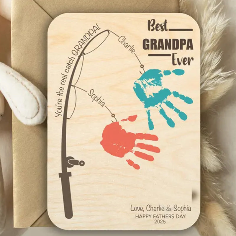 Fishing Handprint Sign, DIY Handprint Sign, Personalized Gift from Kids
