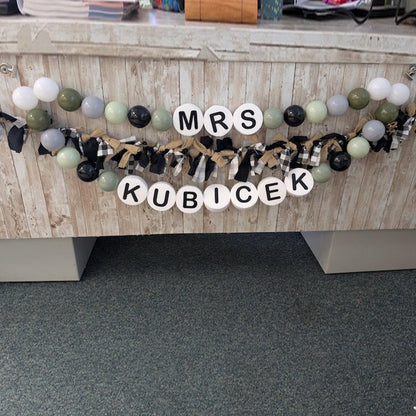 Personalized name garland classroom decor teacher name custom