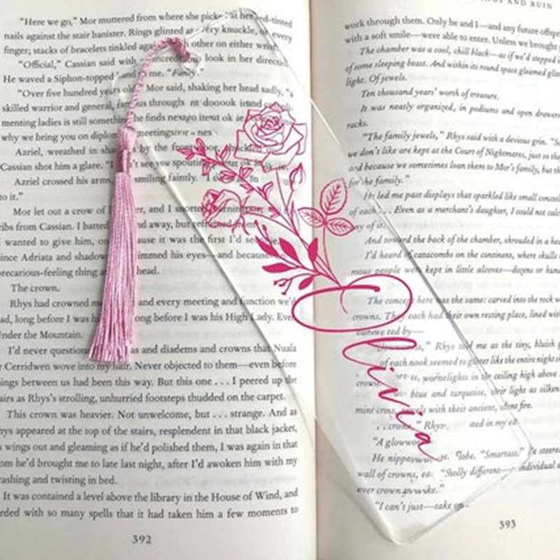 Custom Birth Flower Bookmark, Personalized Floral Bookmark for Women, Acrylic Bookmark Gift