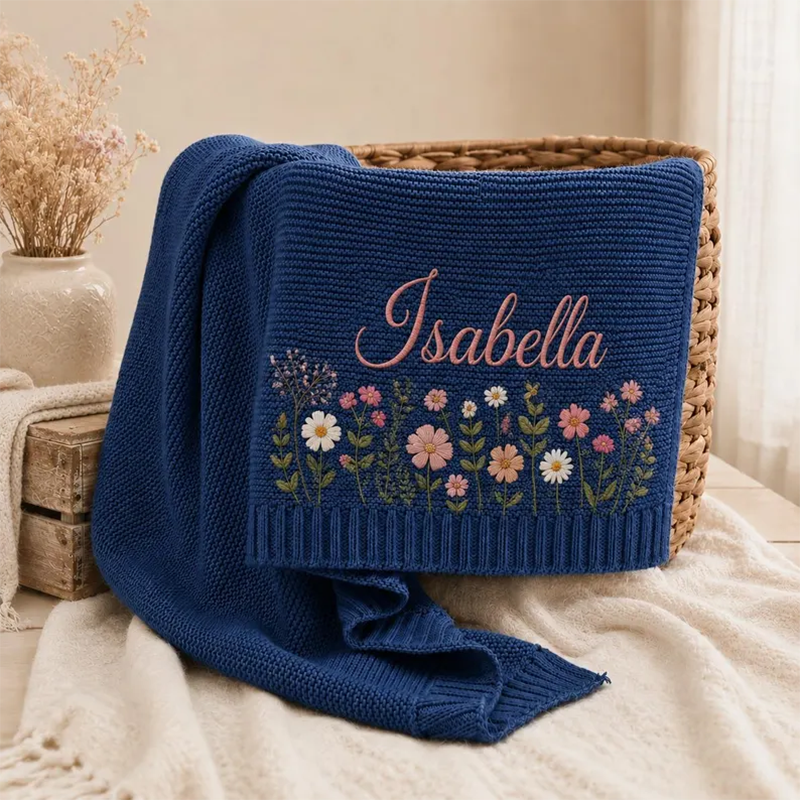 Personalized Baby Blanket, Embroidered Infant Name Throw