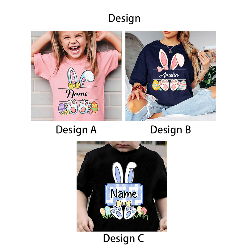 Custom Easter Bunny Name T-Shirt, Personalized Bunny Ears Shirt