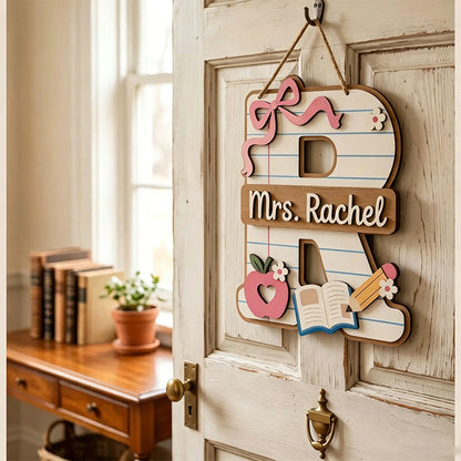Personalized Teacher Name Sign Rule Apple 3D Layer