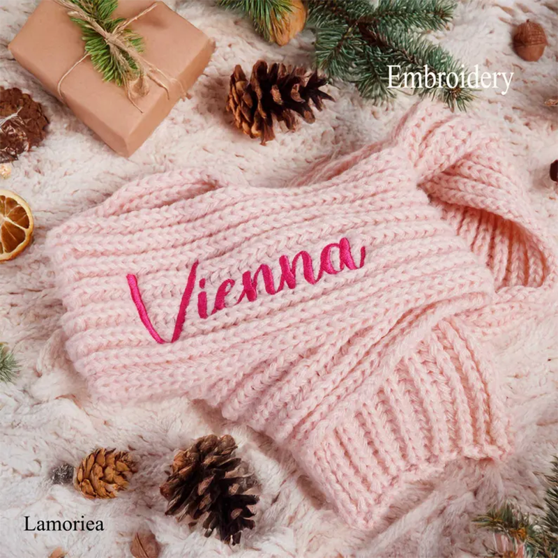 Custom Knitted Kids Winter Scarf, Handmade Kid Name Scarf