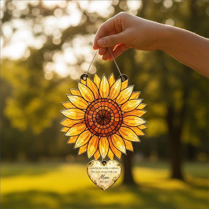 Sunflower Acrylic Suncatcher, Custom Mom Memorial Window Hanging