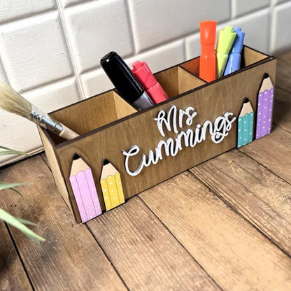 Personalized Pencil Teacher Desk Organizer, Custom Teacher Desk Caddy