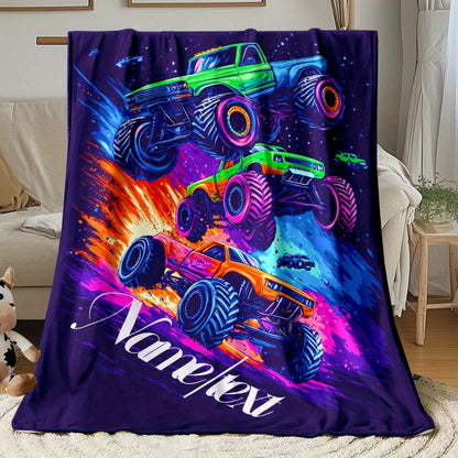 Custom Car Name Blanket Vivid Heavy Truck Design with 'Vane/lex' Print