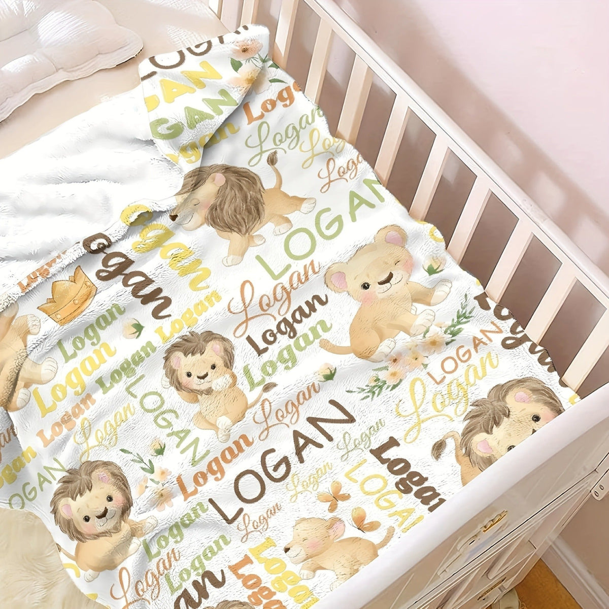 Custom Lion Name Flannel Blanket Perfect for Christmas