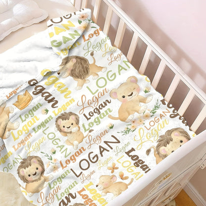 Custom Lion Name Flannel Blanket Perfect for Christmas