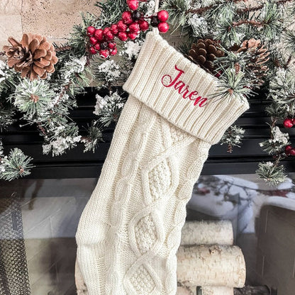 Custom Christmas Stocking with Name, Embroidered Knit Stocking, Monogram Christmas Stocking, Personalized Family Stocking, Holiday Decor