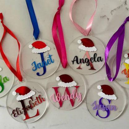 Personalised clear Christmas baubles |names|santa|gifts|