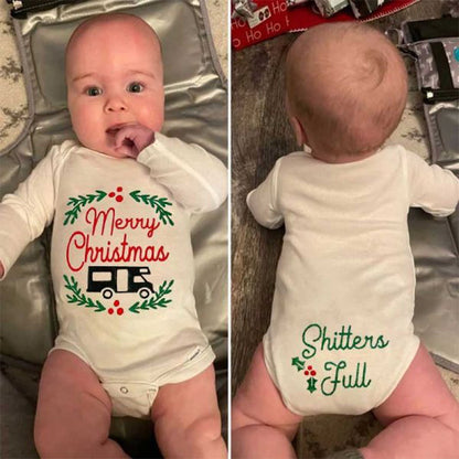 Merry Christmas Shitters Full Unisex Onesies, Ugly Christmas Baby Outfit