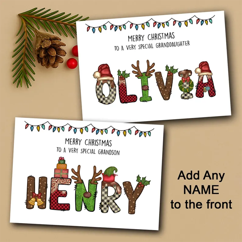 Personalised Christmas Card for grandson - Personalised Christmas Card for granddaughter