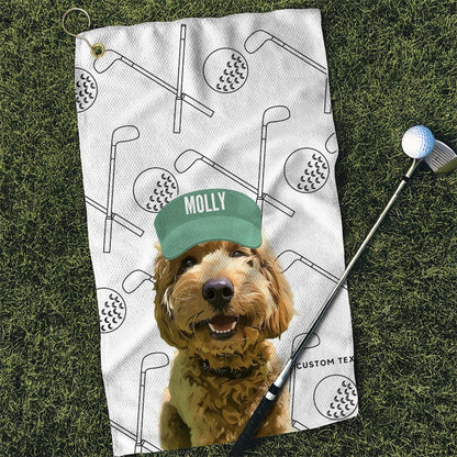 Custom Pet Golf Towel With Pet Photo Personalized Dog Name Golf Towel