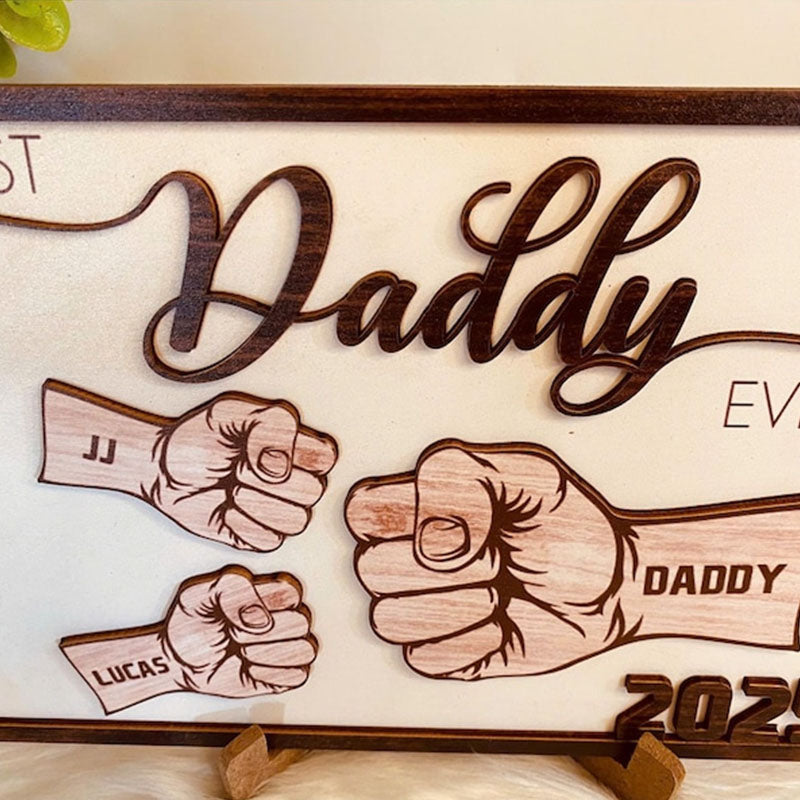 Personalized Fist Bump Dad and Kids Sign,  Dad Birthday Gift