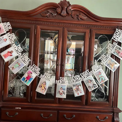 PartyHooman 1st Birthday Photo Banner in for Baby from Newborn to 12 Months