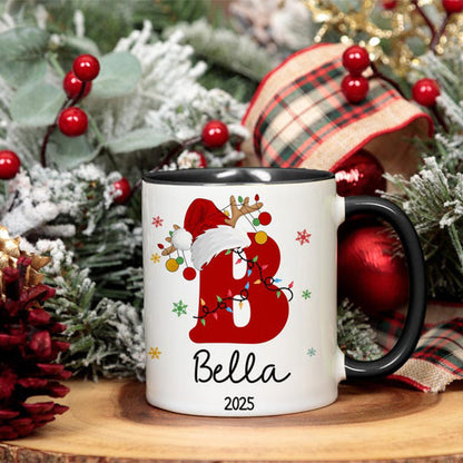 Custom Initial Name Mug, Personalized Christmas Mug, Xmas Gifts Idea
