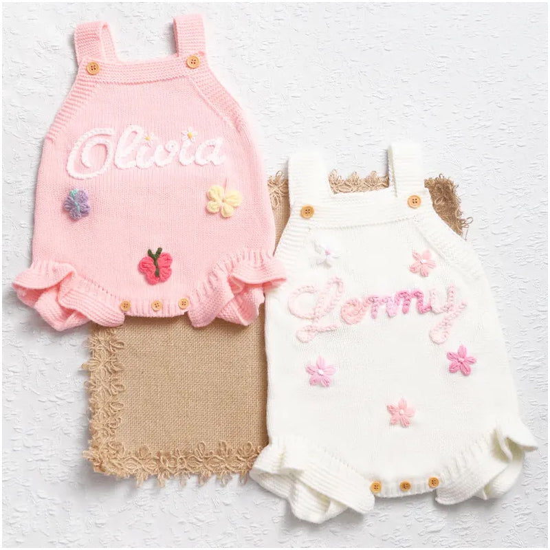 Personalized Baby Girl Romper, Custom Baby Name Romper
