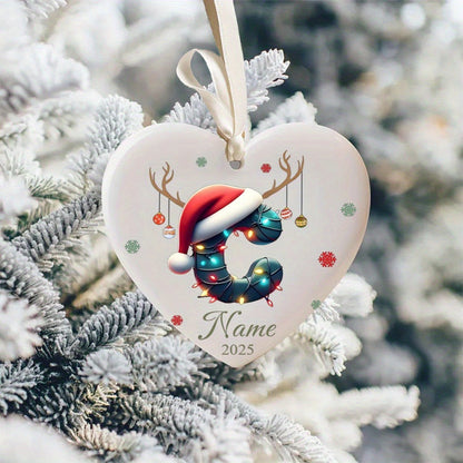 Personalized Christmas Initial Name Heart-Shaped Ornament
