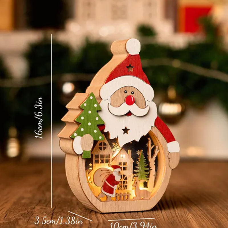 Personalized Christmas Lamp for Kids,Wooden Snowman/Santa Lantern