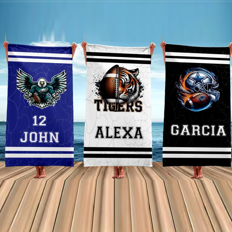Custom Football Towel, Christmas Gift, Football Team Towel with Name