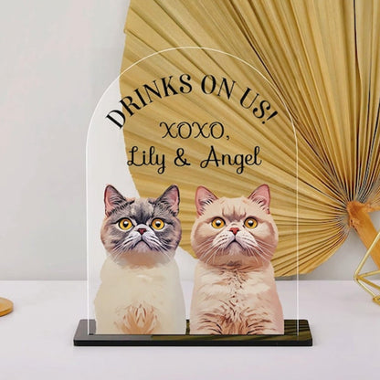Custom Pet Portrait Wedding Bar Sign, Open Bar Dog Sign