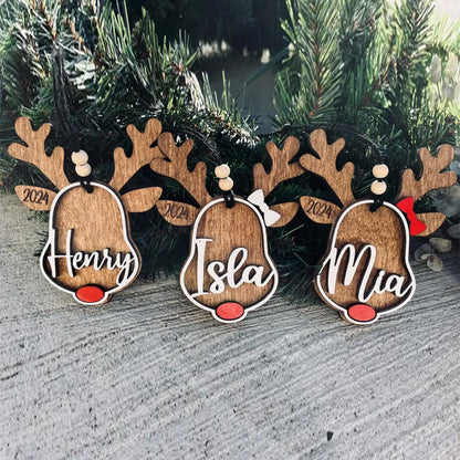 Personalized reindeer ornament | personalized Rudolph wooden ornaments