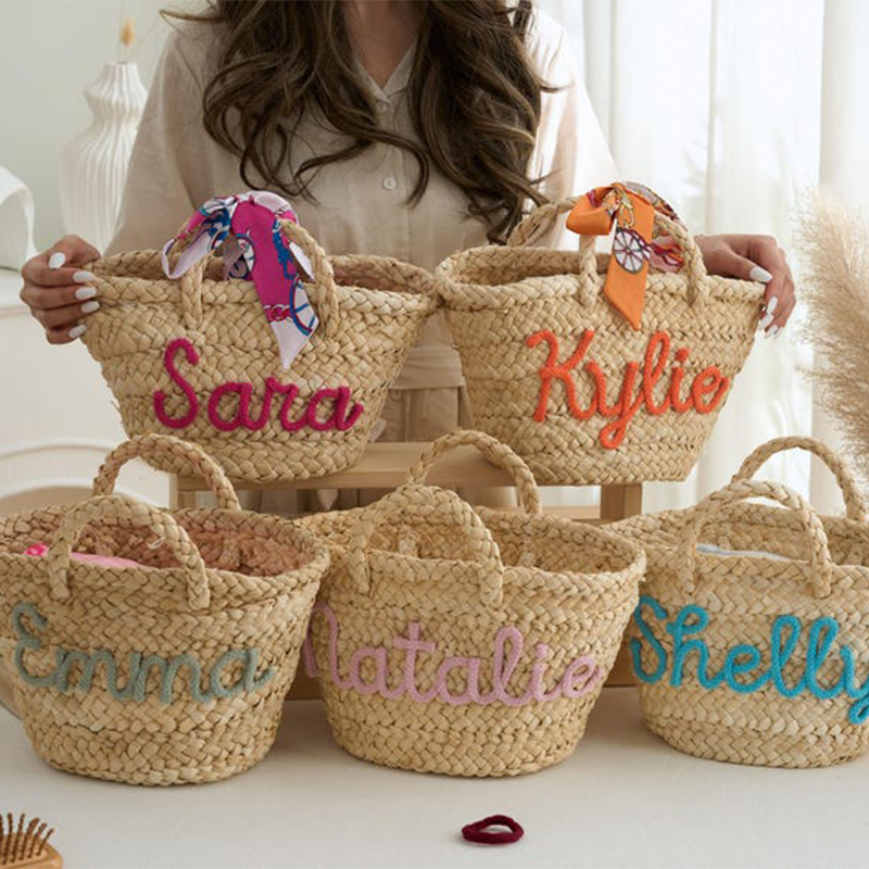 Personalized Beach Bag, Custom Straw HandBag, Bridesmaid Gifts