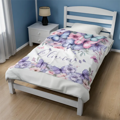 Personalized Butterfly Nursery Blanket Custom Baby Name Blanket