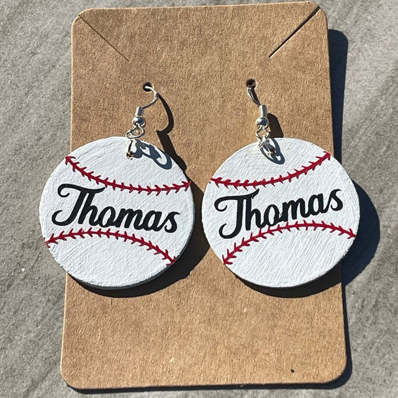 Baseball personalized name earrings, player name and number earrings