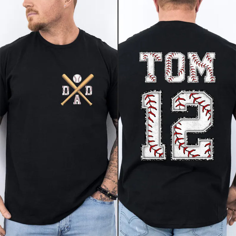 Custom Baseball Dad Shirt With Kids Number and Name