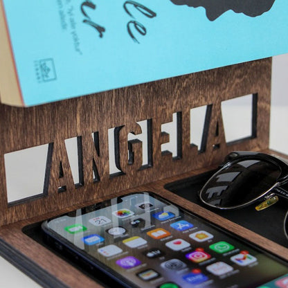 Personalized Book Holder, Custom Book Stand, Personalized Docking Station Men, Gift for Men