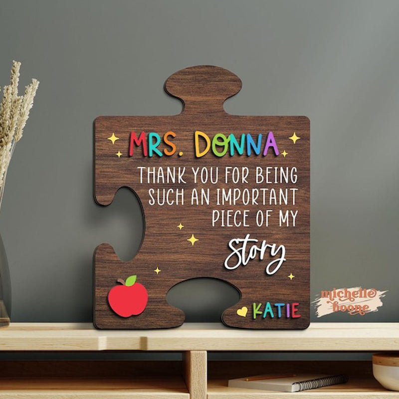 Personalized 3D Teacher Plaque, Teacher Appreciation Sign