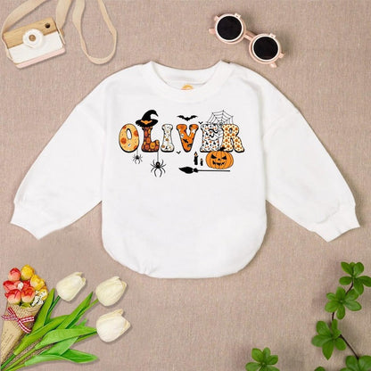 Personalized Baby Name Halloween Romper Sweatshirt