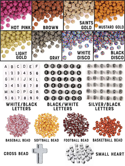 Custom Baseball Sparkle Beaded Necklace Bro Beads Baseball Rhinestone Necklace