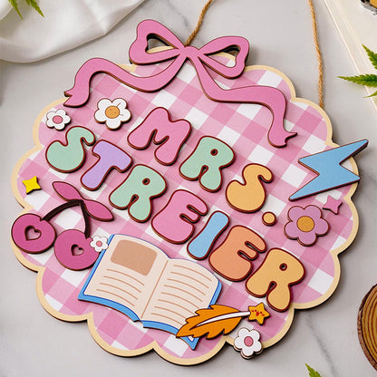 Personalized 3D Wood Teacher Door Sign, Classroom Door Hanger, Teacher Appreciation Gifts, Back To School Gift