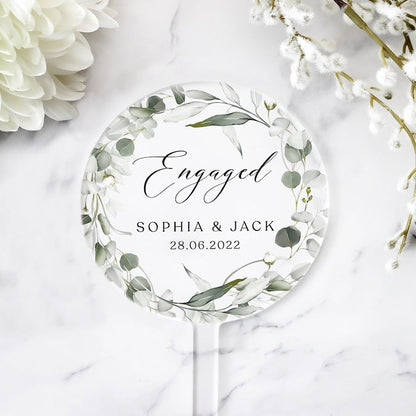 Personalised Engagement Cake Topper, EngagedCake Topper, Special Date Acrylic Cake Topper