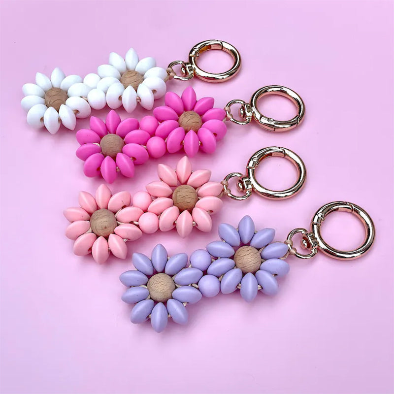 Personalized Daisy Flower Name Keychain Birthday Party Favors Custom Flower Girl